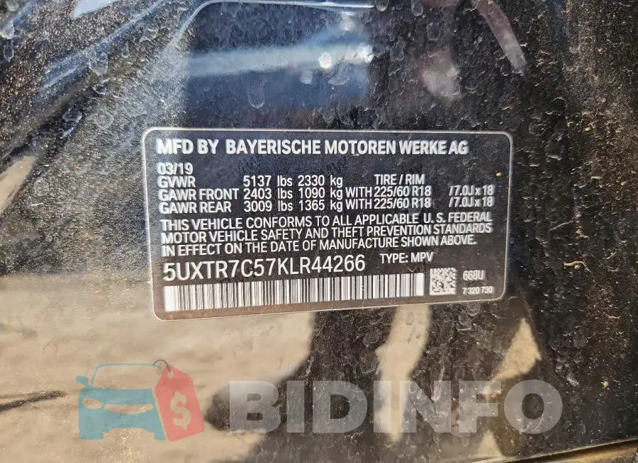 5UXTR7C57KLR44266 Photo# 13