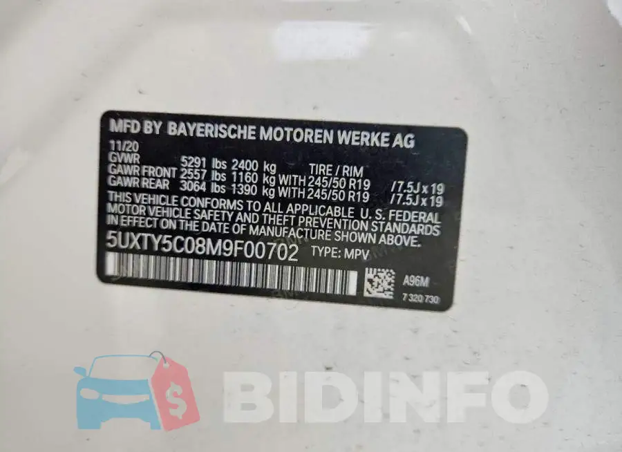 5UXTY5C08M9F00702 Photo# 14