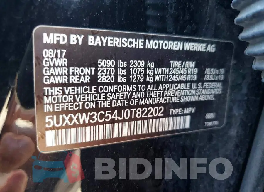 5UXXW3C54J0T82202 Photo# 13
