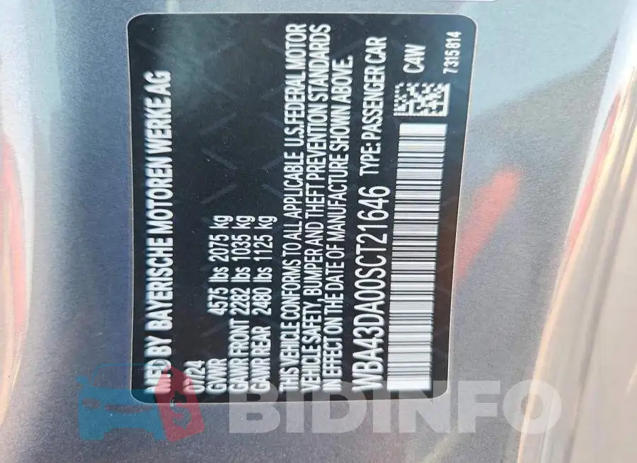 WBA43DA00SCT21646 Photo# 13