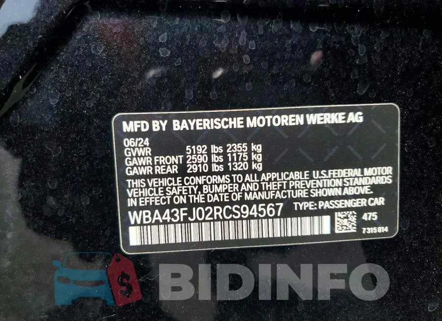 WBA43FJ02RCS94567 Photo# 13