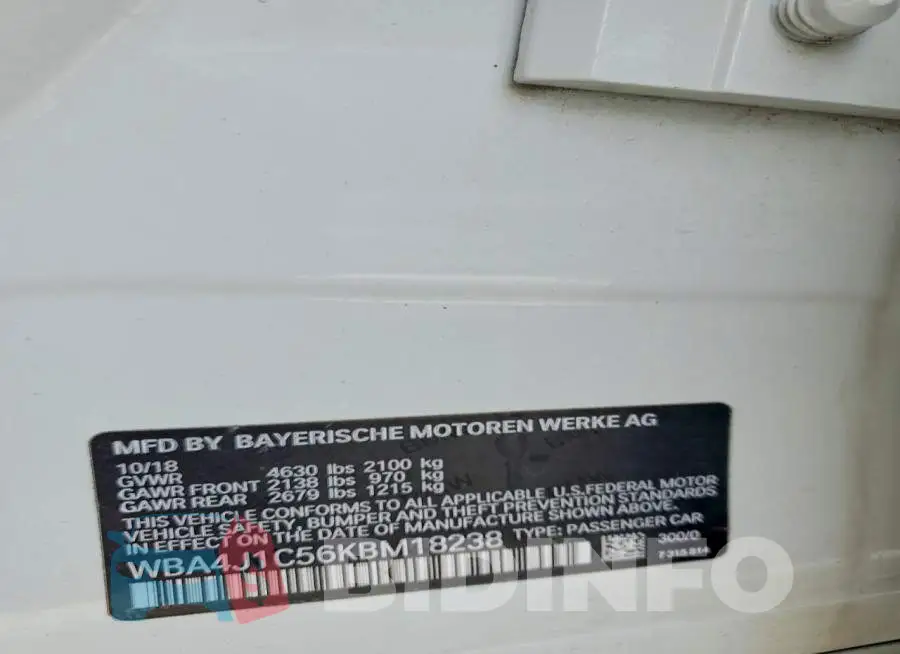 WBA4J1C56KBM18238 Photo# 12