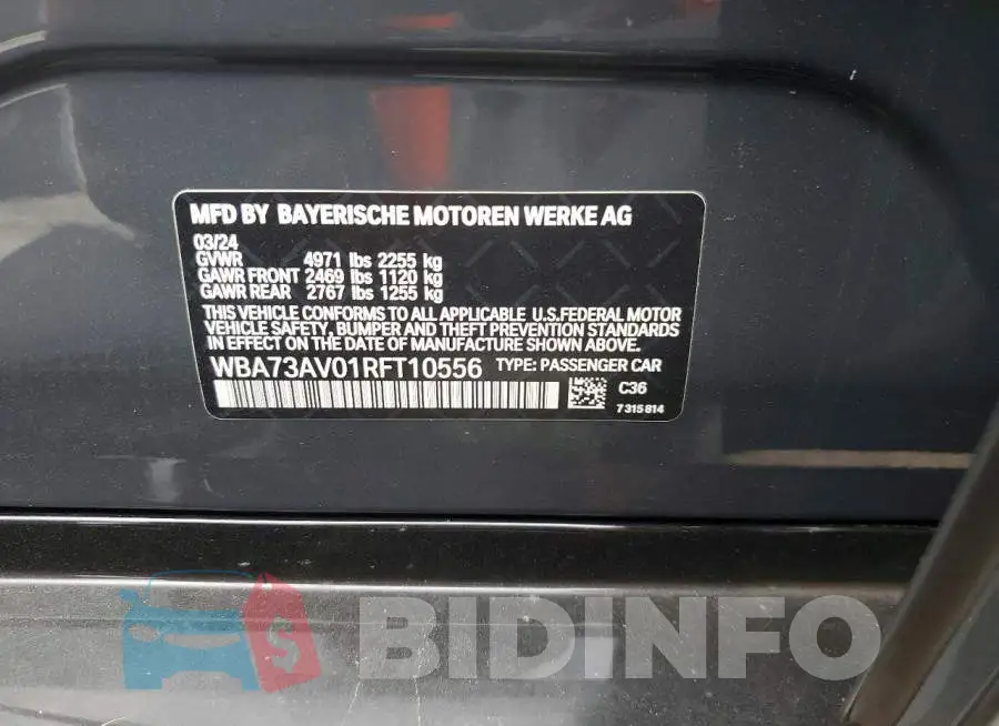 WBA73AV01RFT10556 Photo# 12