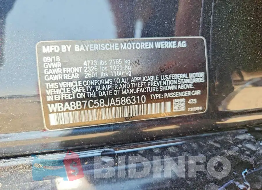 WBA8B7C58JA586310 Photo# 13