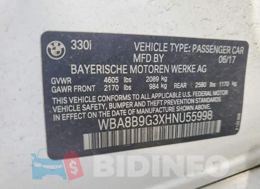 WBA8B9G3XHNU55998 Photo# 12