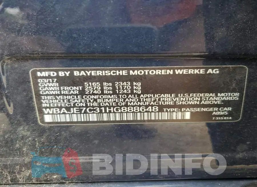 WBAJE7C31HG888648 Photo# 12