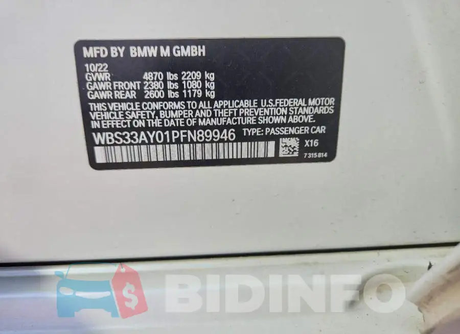 WBS33AY01PFN89946 Photo# 12