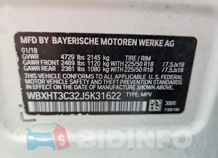 WBXHT3C32J5K31622 Photo# 13
