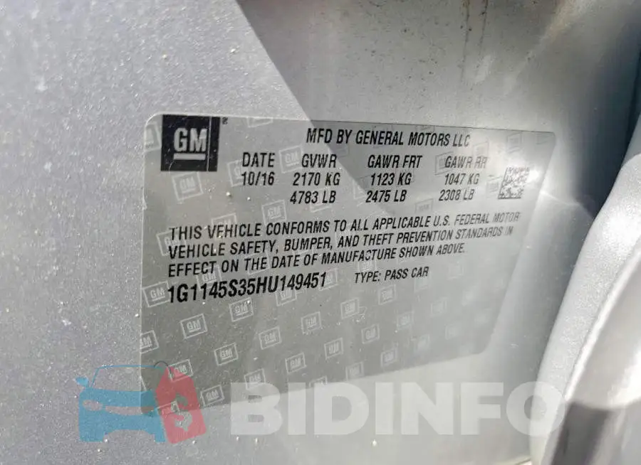 1G1145S35HU149451 Photo# 12