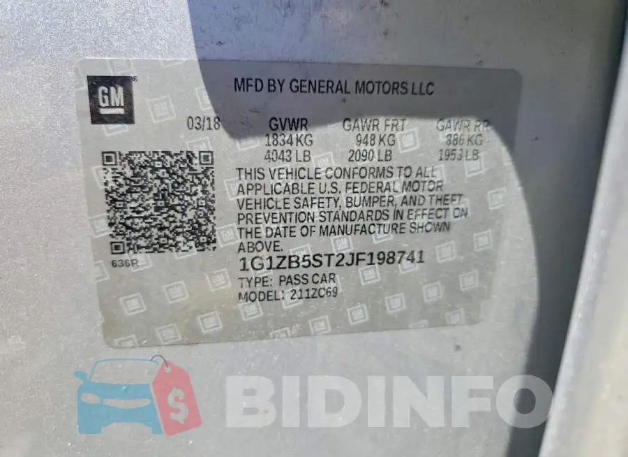 1G1ZB5ST2JF198741 Photo# 12