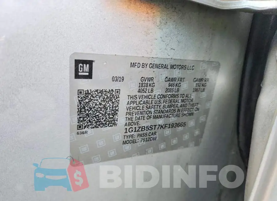 1G1ZB5ST7KF193665 Photo# 12