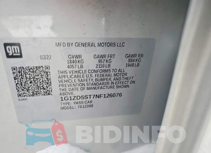 1G1ZD5ST7NF126076 Photo# 12