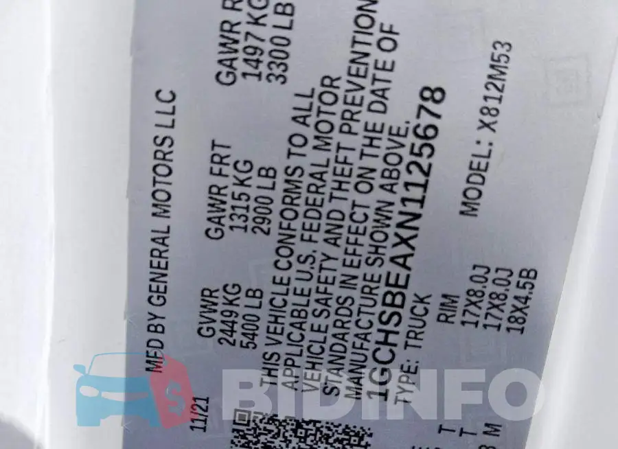 1GCHSBEAXN1125678 Photo# 12