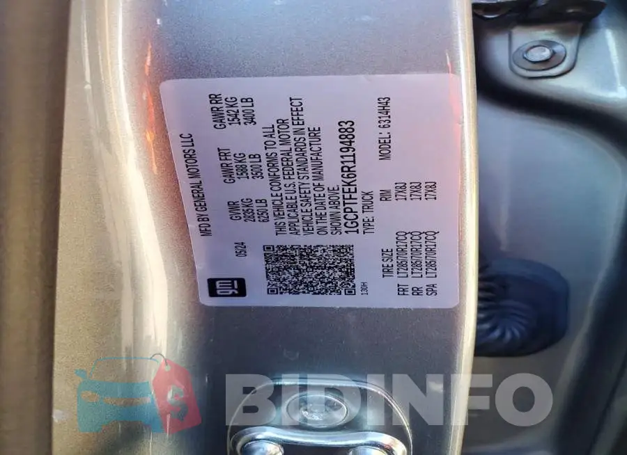 1GCPTFEK6R1194883 Photo# 12