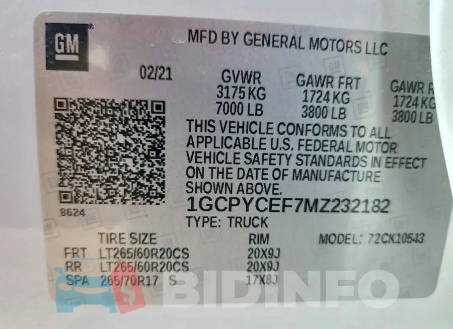 1GCPYCEF7MZ232182 Photo# 12