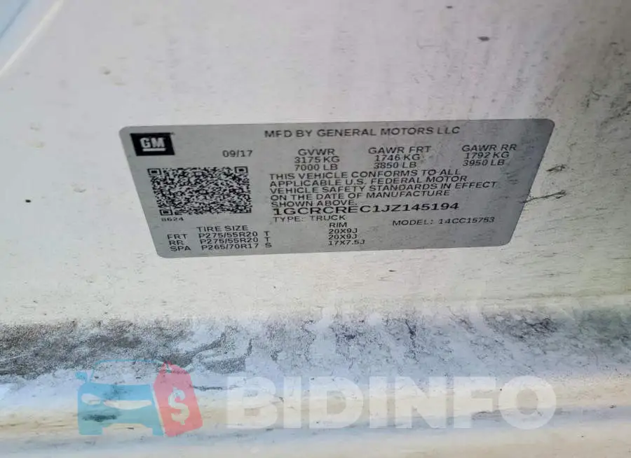 1GCRCREC1JZ145194 Photo# 12