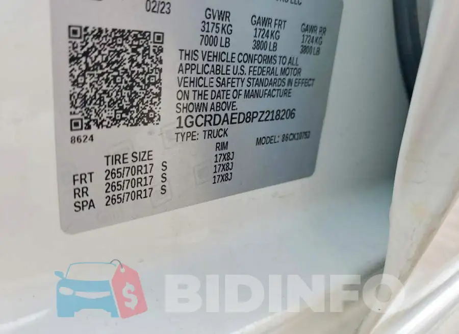 1GCRDAED8PZ218206 Photo# 12
