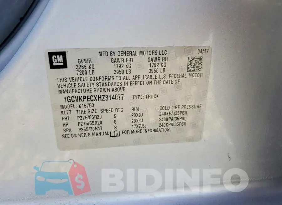 1GCVKPECXHZ314077 Photo# 12