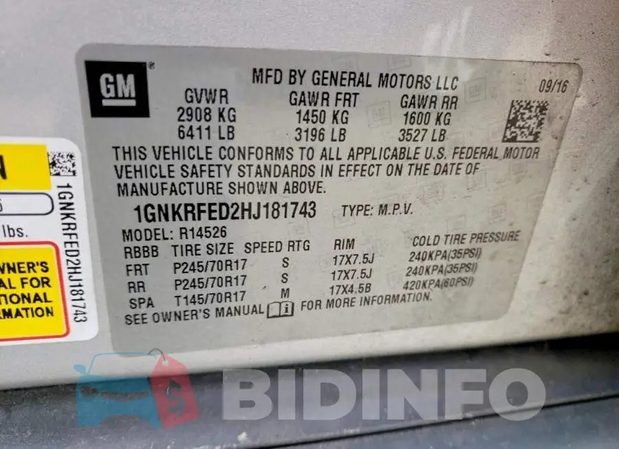 1GNKRFED2HJ181743 Photo# 12