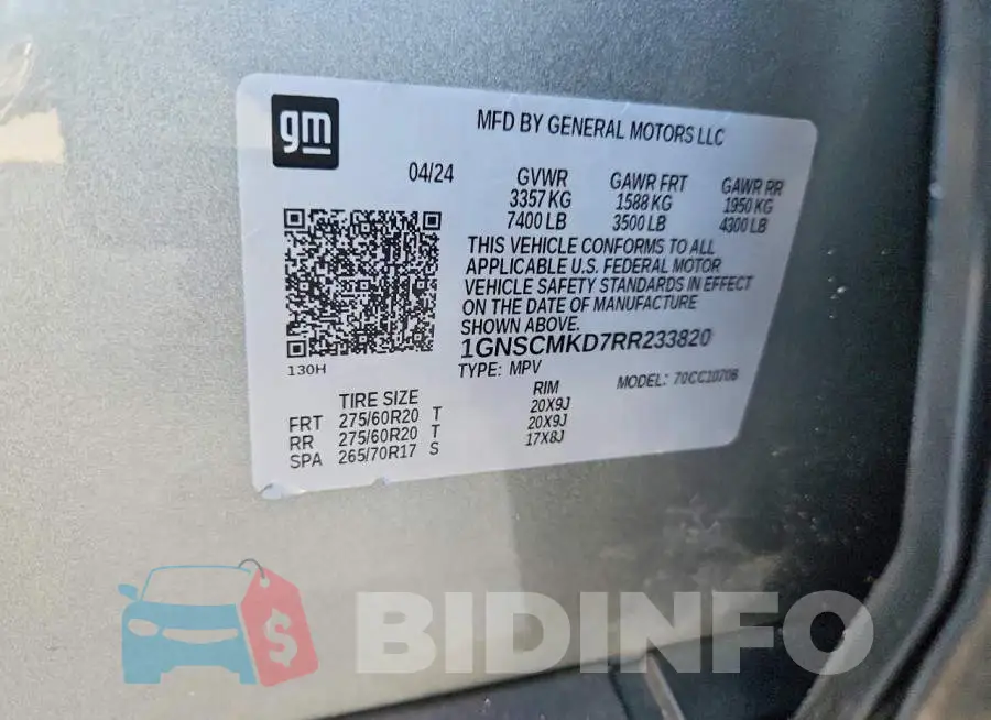 1GNSCMKD7RR233820 Photo# 12
