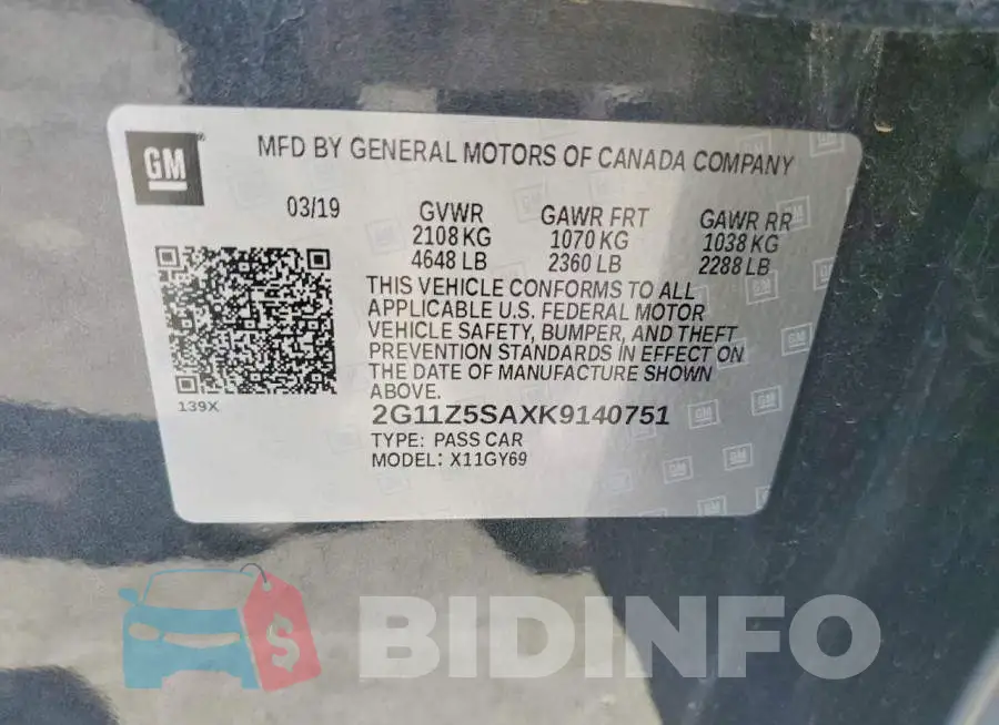 2G11Z5SAXK9140751 Photo# 12