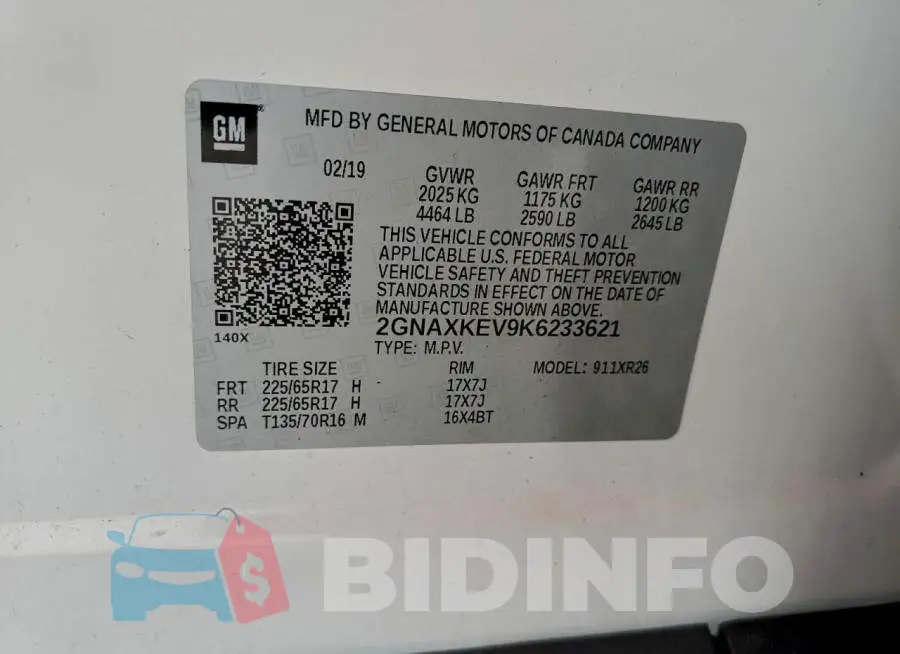 2GNAXKEV9K6233621 Photo# 13