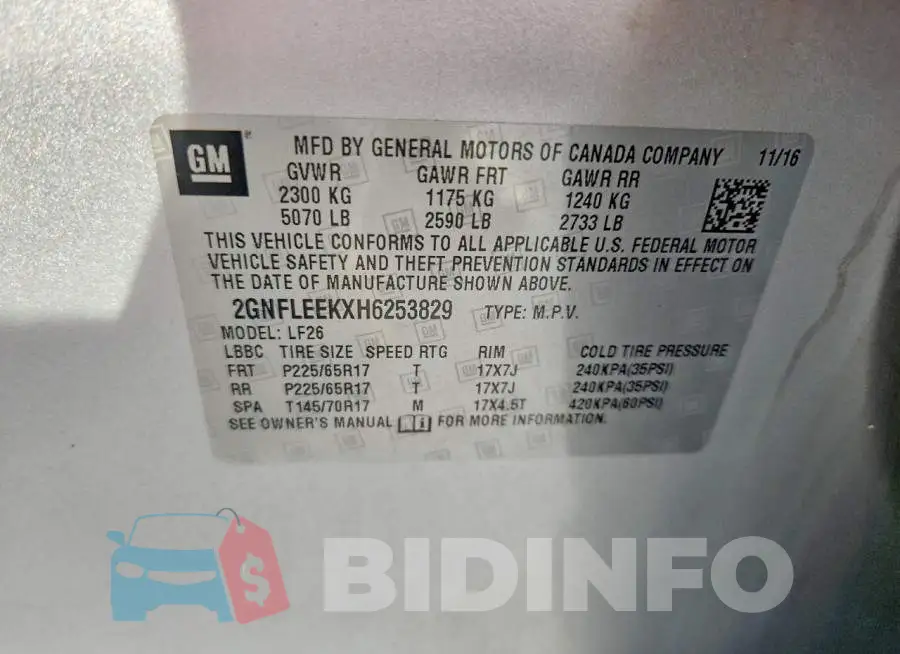 2GNFLEEKXH6253829 Photo# 13
