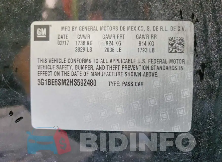 3G1BE6SM2HS592480 Photo# 12