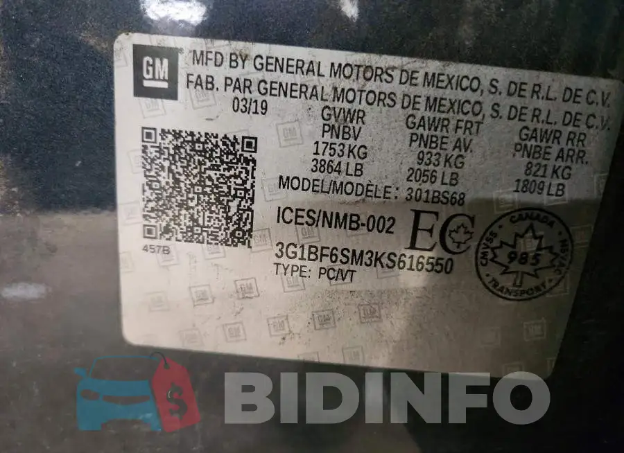 3G1BF6SM3KS616550 Photo# 12