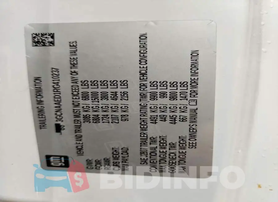 3GCNAAED1RG410237 Photo# 13