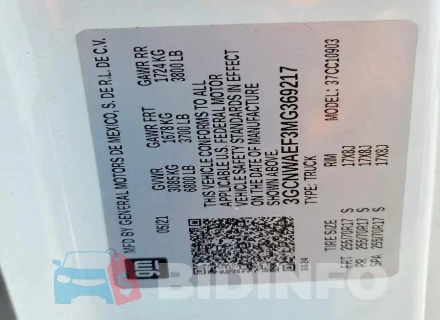 3GCNWAEF3MG369217 Photo# 13