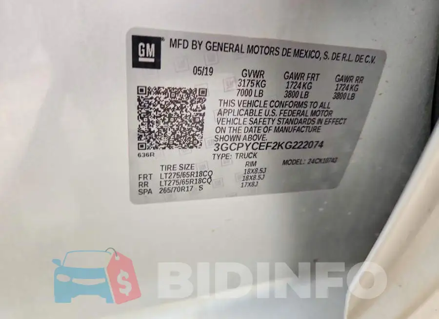 3GCPYCEF2KG222074 Photo# 12