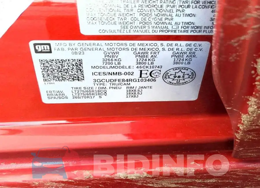 3GCUDFE84RG103406 Photo# 13