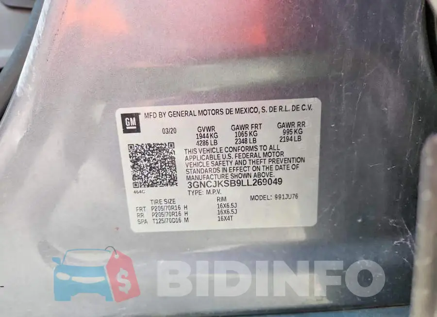 3GNCJKSB9LL269049 Photo# 12