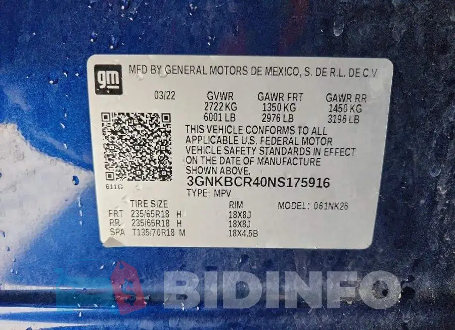 3GNKBCR40NS175916 Photo# 12