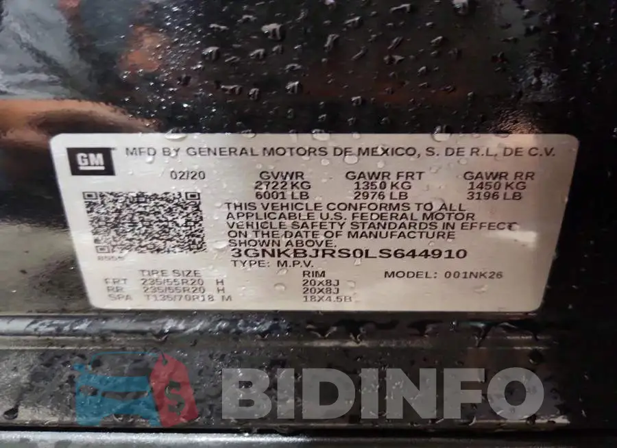 3GNKBJRS0LS644910 Photo# 14