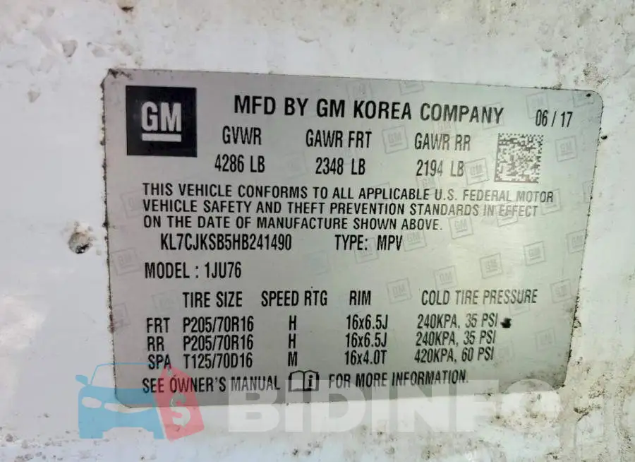 KL7CJKSB5HB241490 Photo# 13