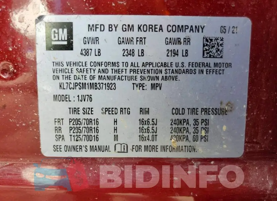 KL7CJPSM1MB371923 Photo# 13