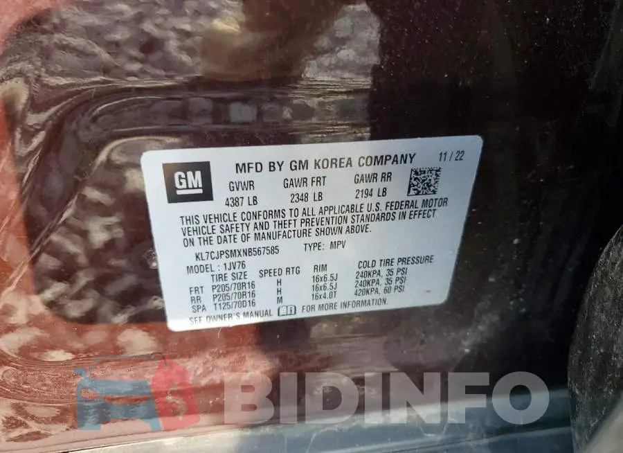 KL7CJPSMXNB567585 Photo# 13