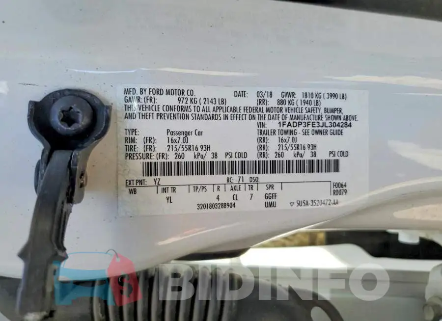 1FADP3FE3JL304284 Photo# 12