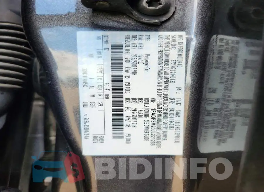 1FADP3M20JL221288 Photo# 12