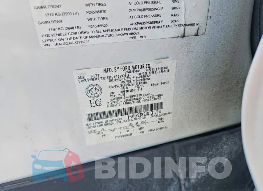 1FAHP2J85JG131714 Photo# 12