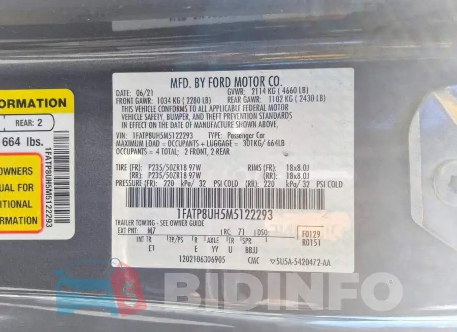 1FATP8UH5M5122293 Photo# 13