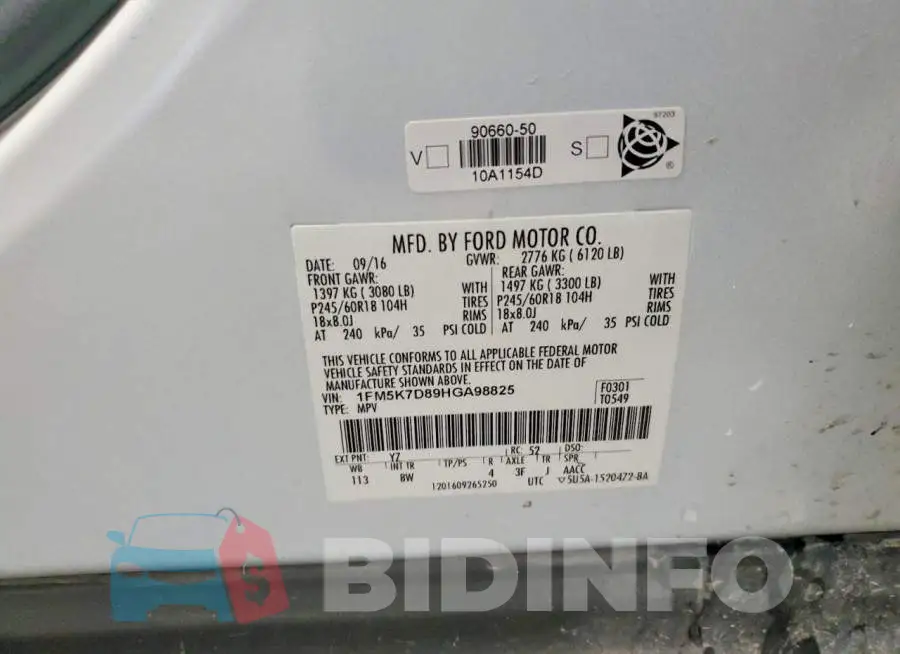 1FM5K7D89HGA98825 Photo# 12