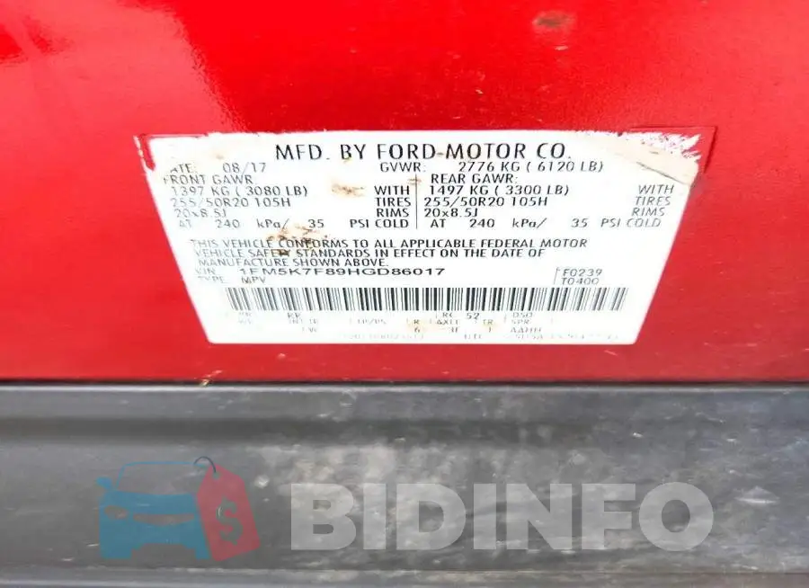1FM5K7F89HGD86017 Photo# 13