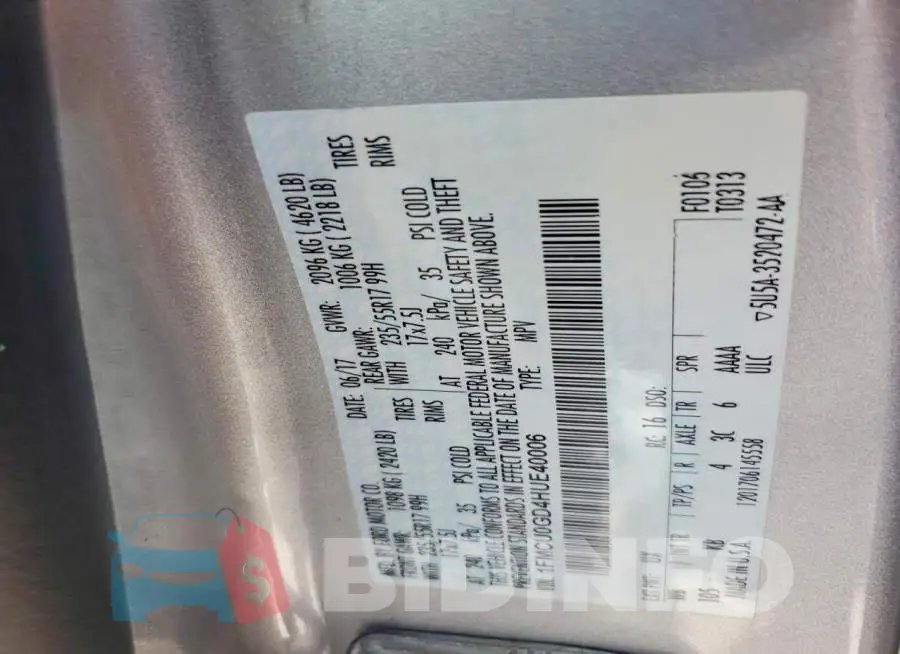 1FMCU0GD4HUE40006 Photo# 12