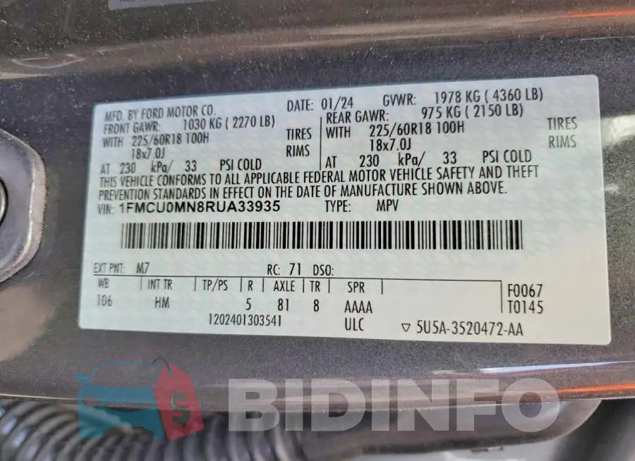 1FMCU0MN8RUA33935 Photo# 13
