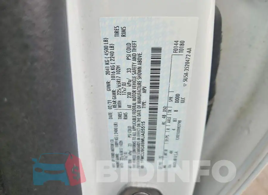 1FMCU9G69MUA05515 Photo# 13