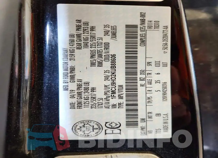 1FMCU9HD2KUB88606 Photo# 12