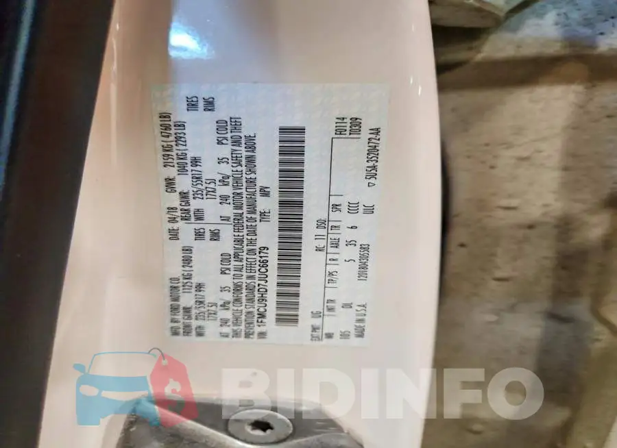 1FMCU9HD7JUC66179 Photo# 13